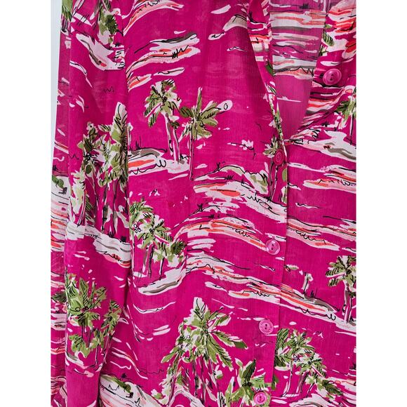 Norton & Co. Women's Pink Tropical Long Sleeve Hawaiian Shirt Size 6 - Picture 3 of 4